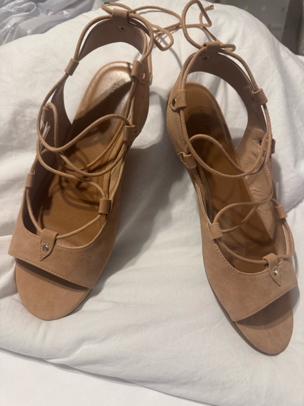 NEW Women's Lace-Up Open Toe Sandals in Tan